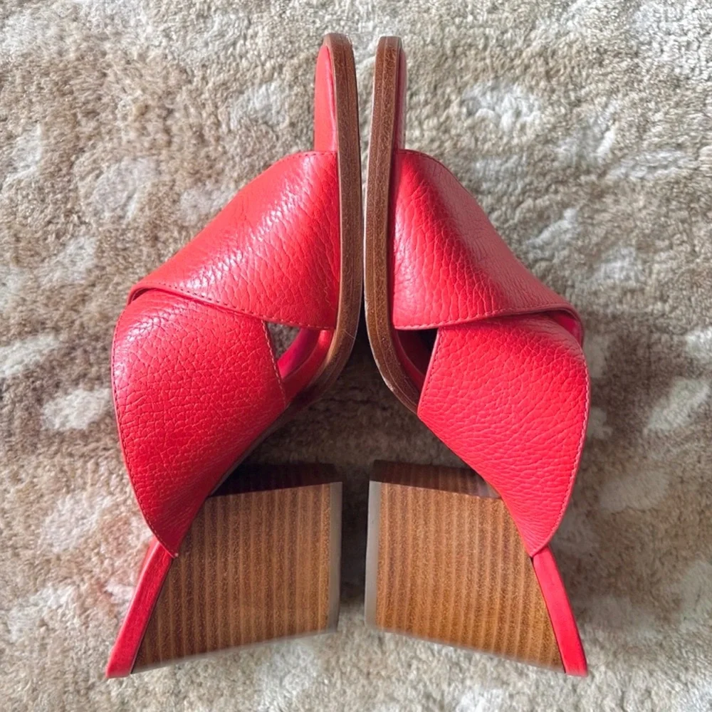 Kate Spade New York Felda Red Leather Mule Wrap Sandals Size 9m - Picture 4 of 13